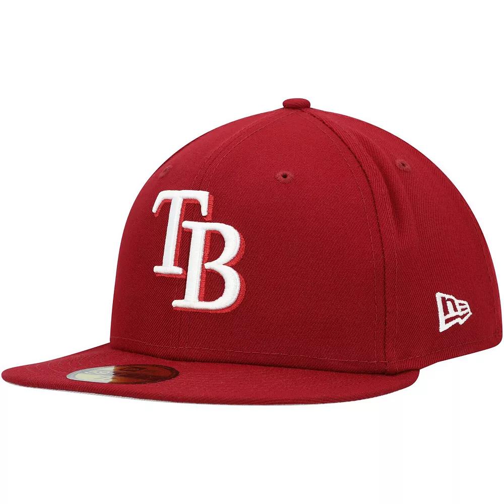 Men's New Era Cardinal Tampa Bay Rays White Logo 59FIFTY Fitted Hat,  Product Image