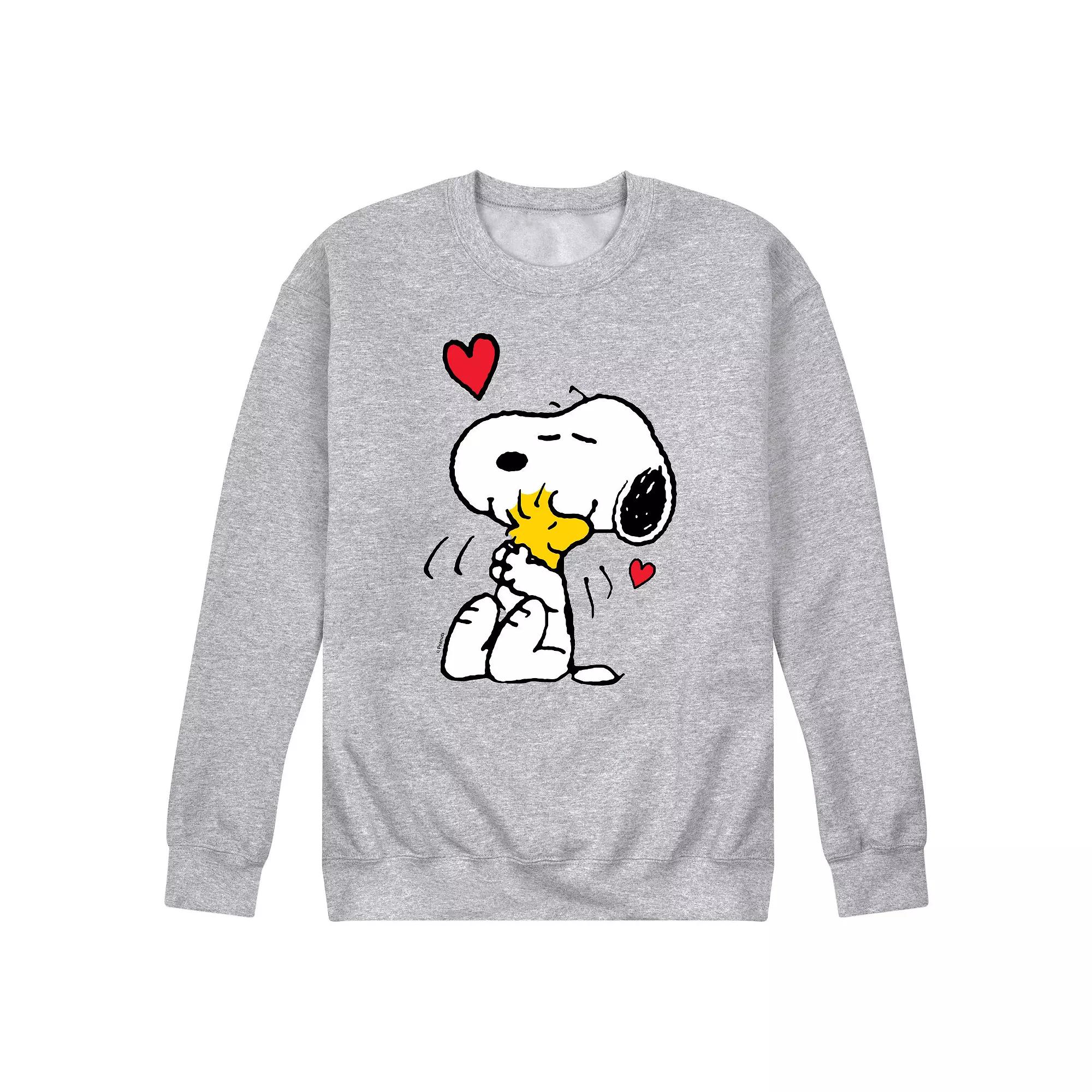 Men's Peanuts Snoopy & Woodstock Heart Fleece Sweatshirt,  Product Image