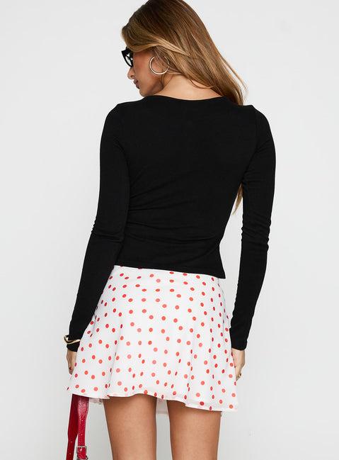 Dapple Bias Mini Skirt White / Red Polka Product Image