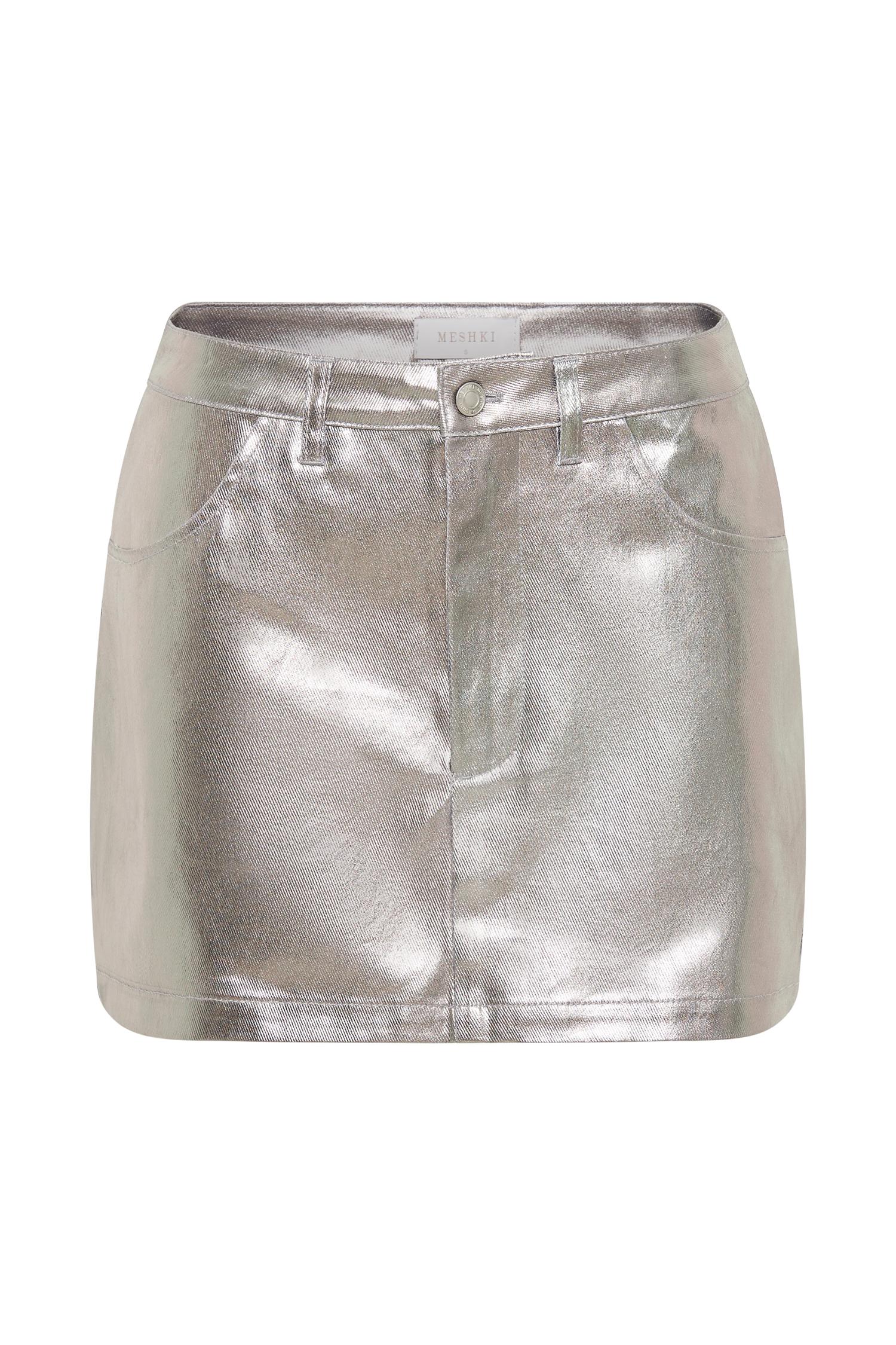 Carlie Metallic Mini Skirt - Silver Product Image