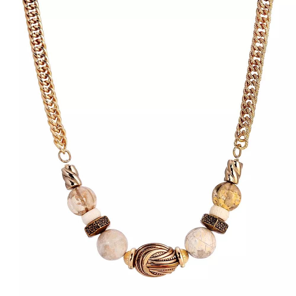 1928 Gold Tone Multi-Bead Necklace, Womens, Beige Product Image