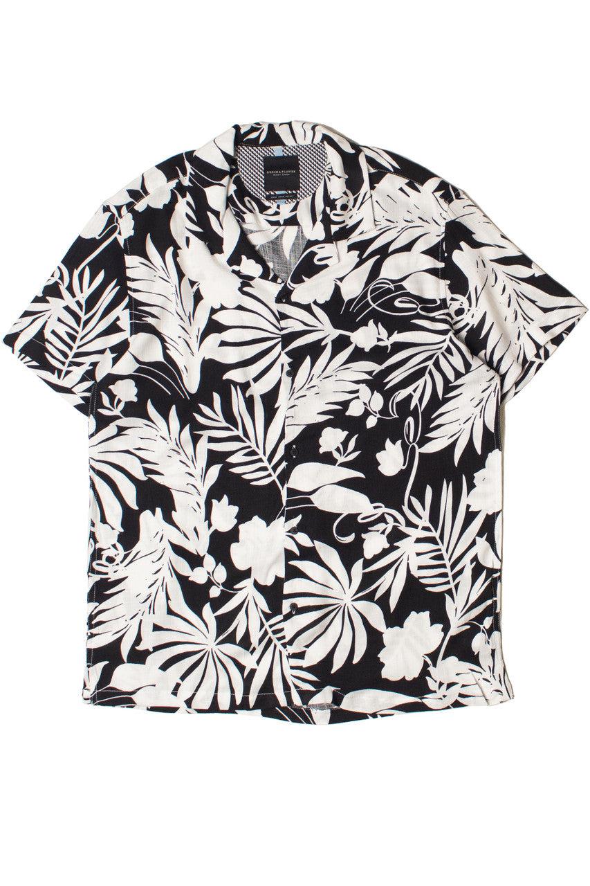 Black & White Tropical Button Up Shirt Product Image