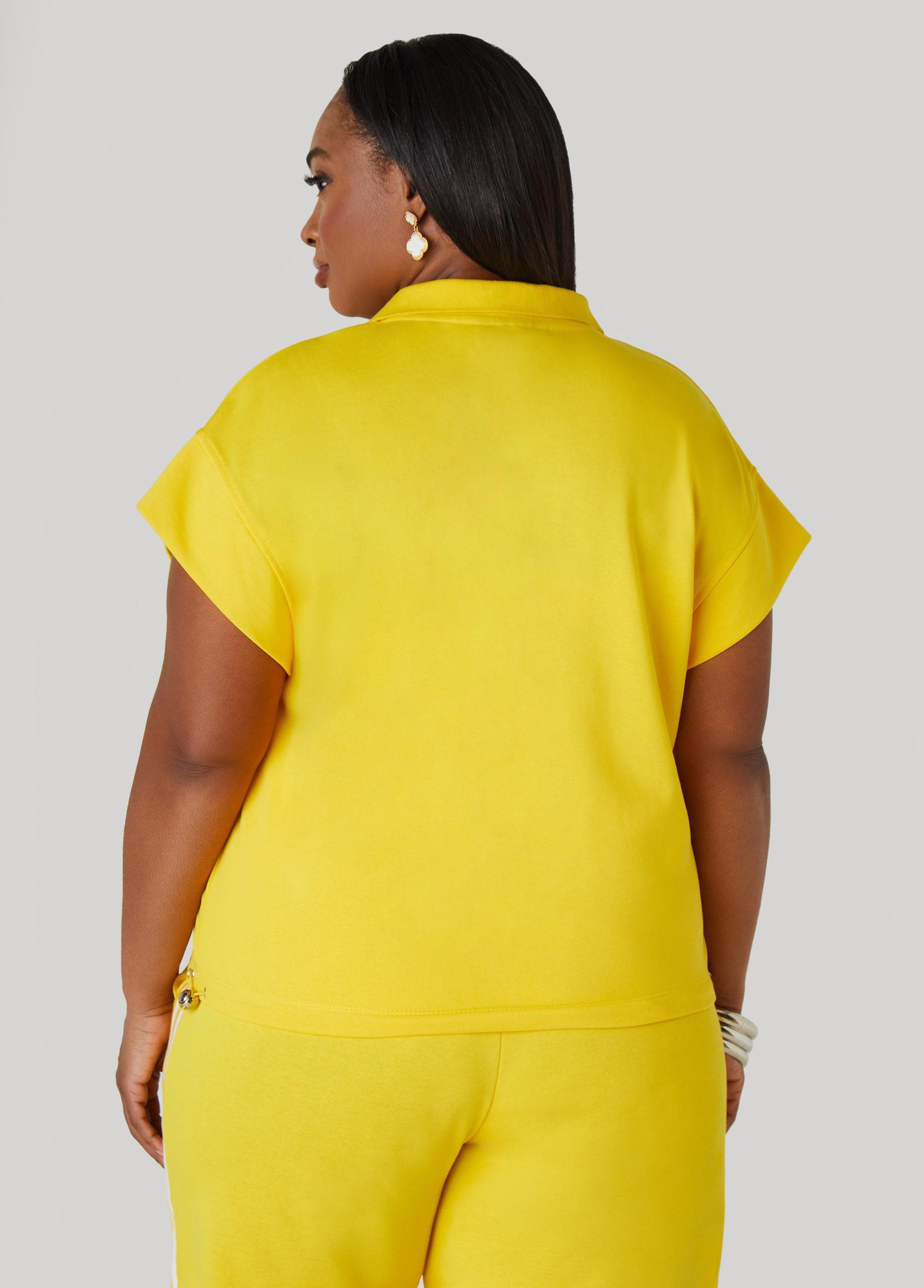 Striped French Terry Polo Top Product Image