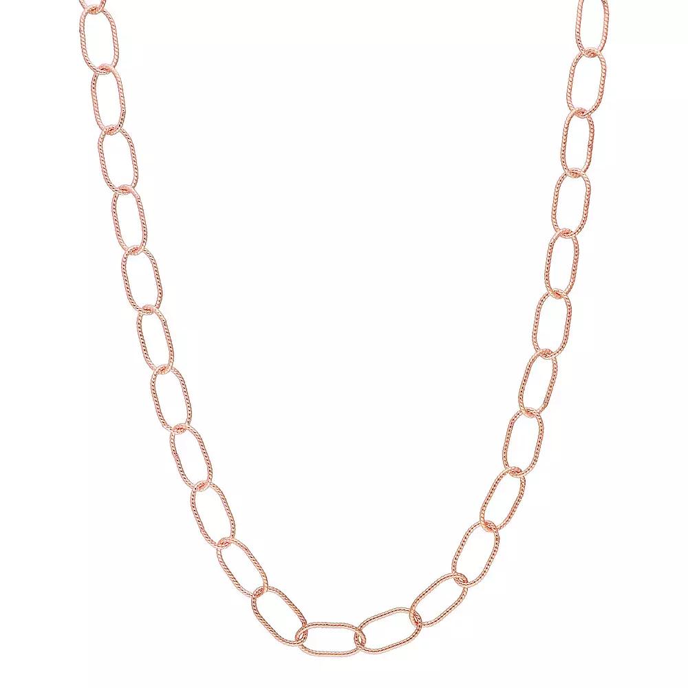 Stella Grace Sterling Silver 6.5 mm Twisted Rolo Chain Necklace, Womens 18k Pink Plated Product Image