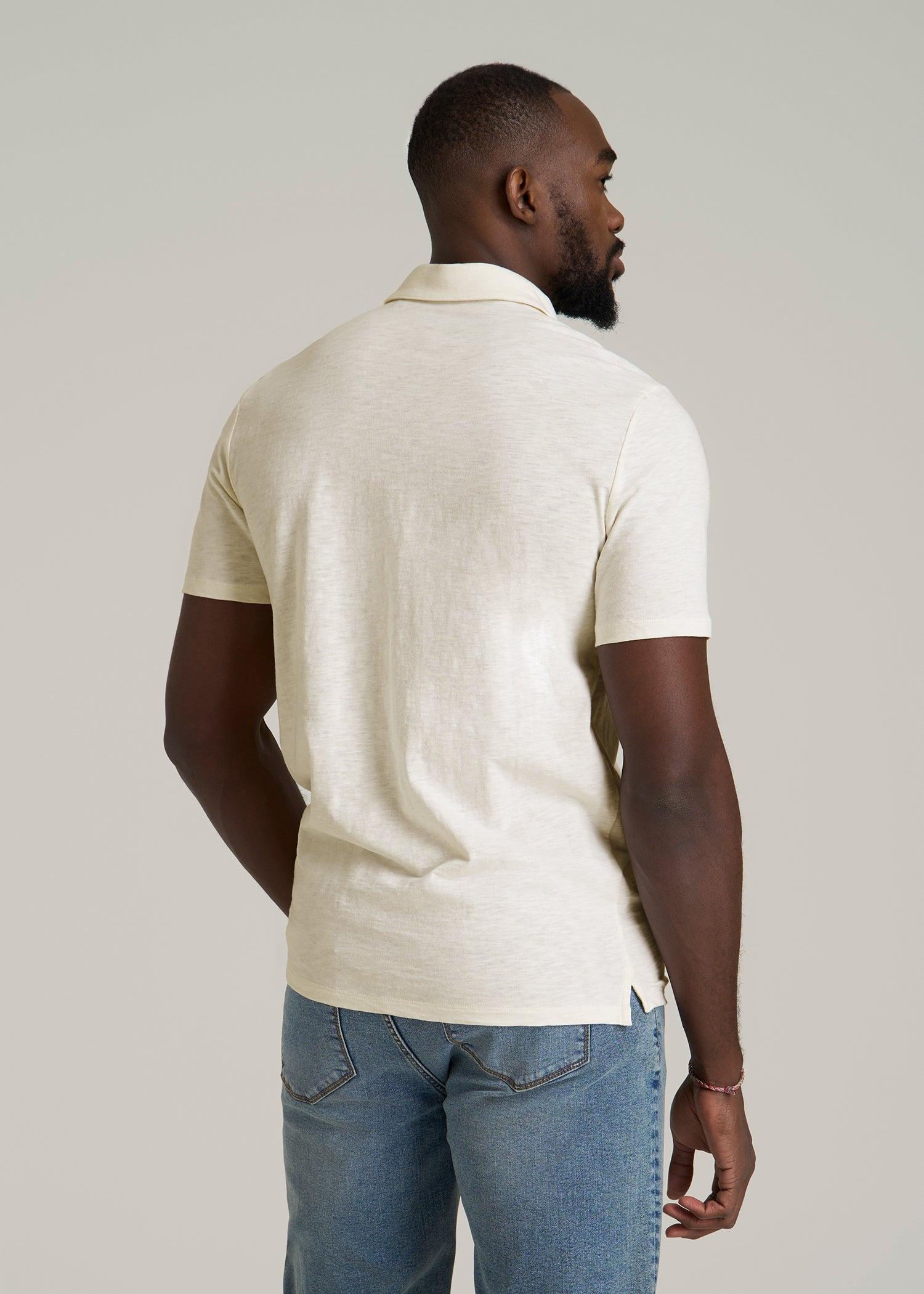 Slub Self Collar Polo Shirt for Tall Men in White Alyssum Male Product Image