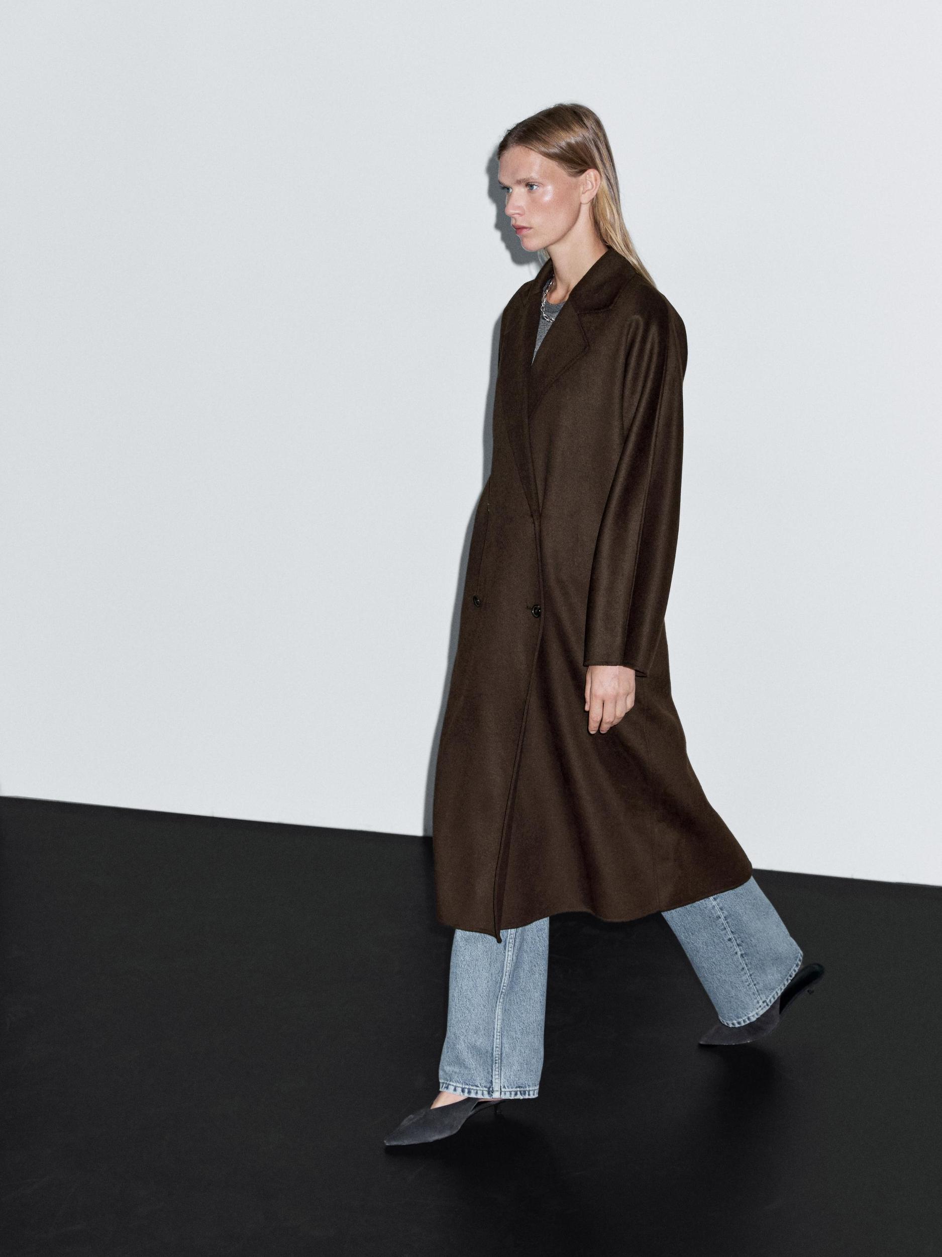 Long double-breasted wool blend coat Product Image