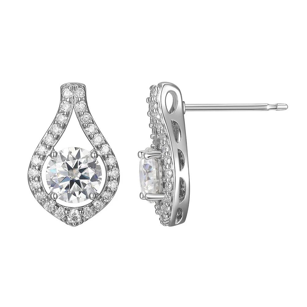 Sterling Silver Lab-Created Moissanite Teardrop Stud Earrings, Women's Product Image