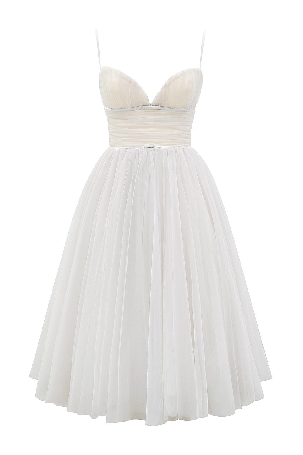 Countess  french dove tulle midi dress - sale Product Image