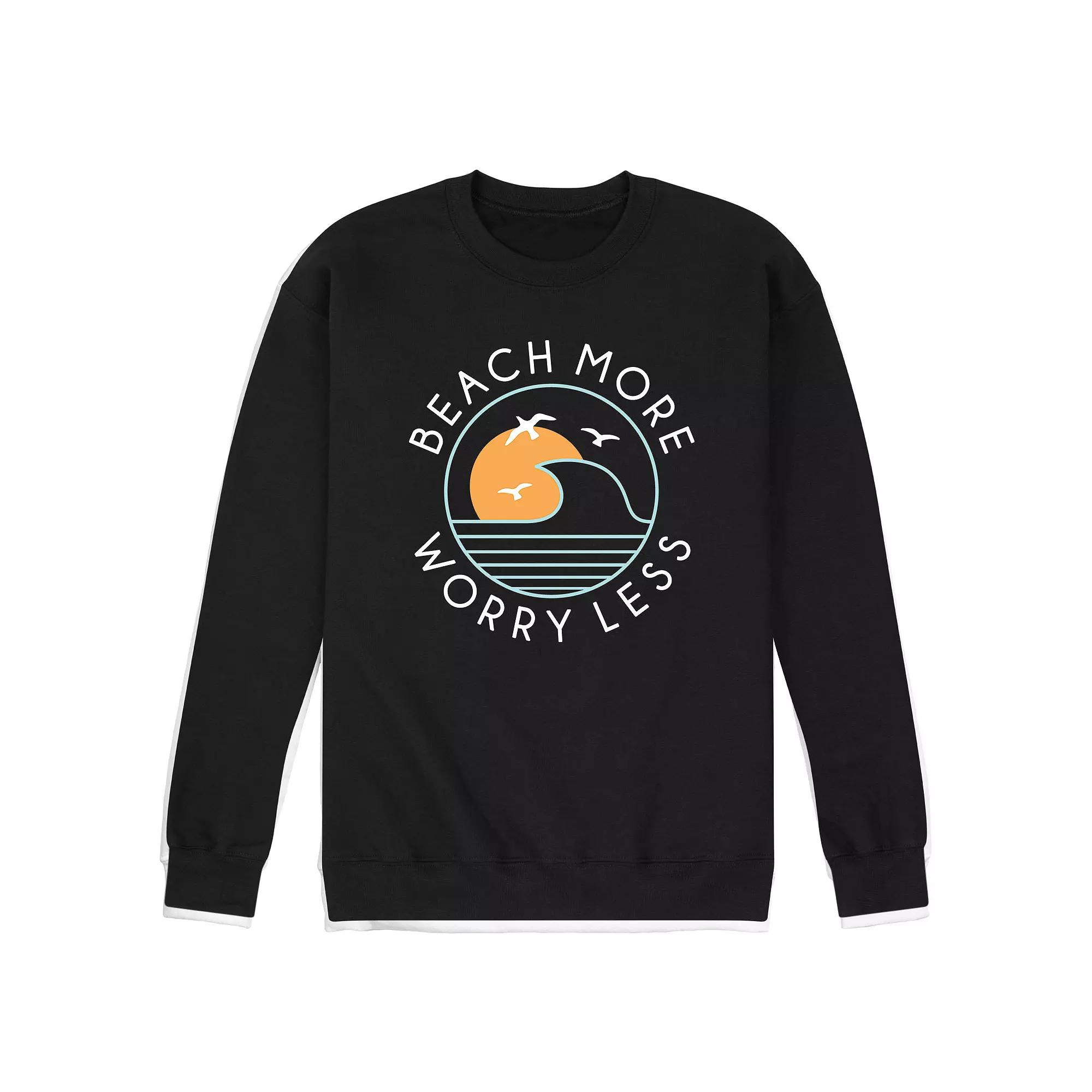 Men's Beach More Worry Less Graphic Fleece Sweatshirt,  Product Image