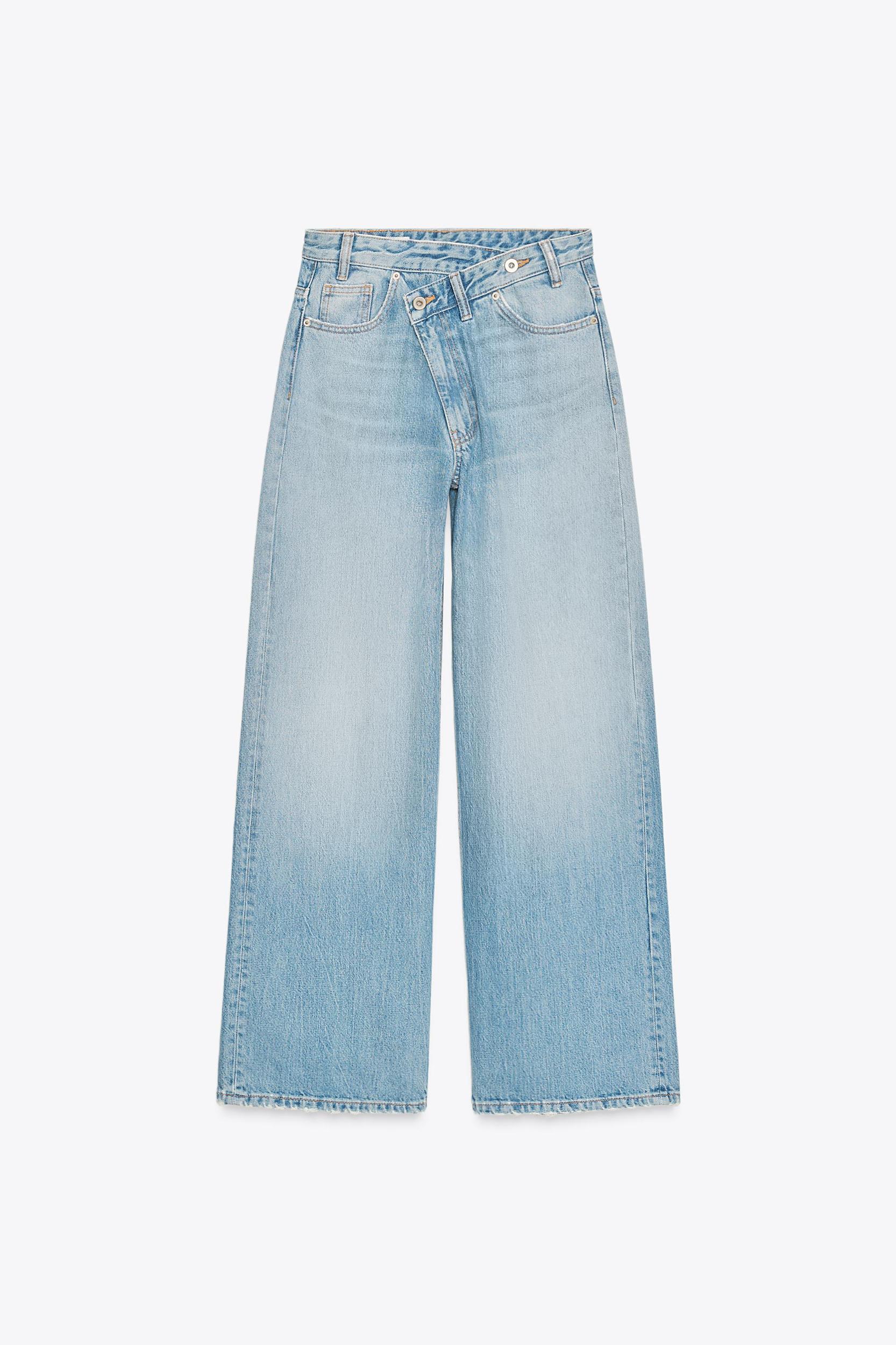 TRF HIGH WAIST CROSSOVER WAIST WIDE LEG JEANS Product Image