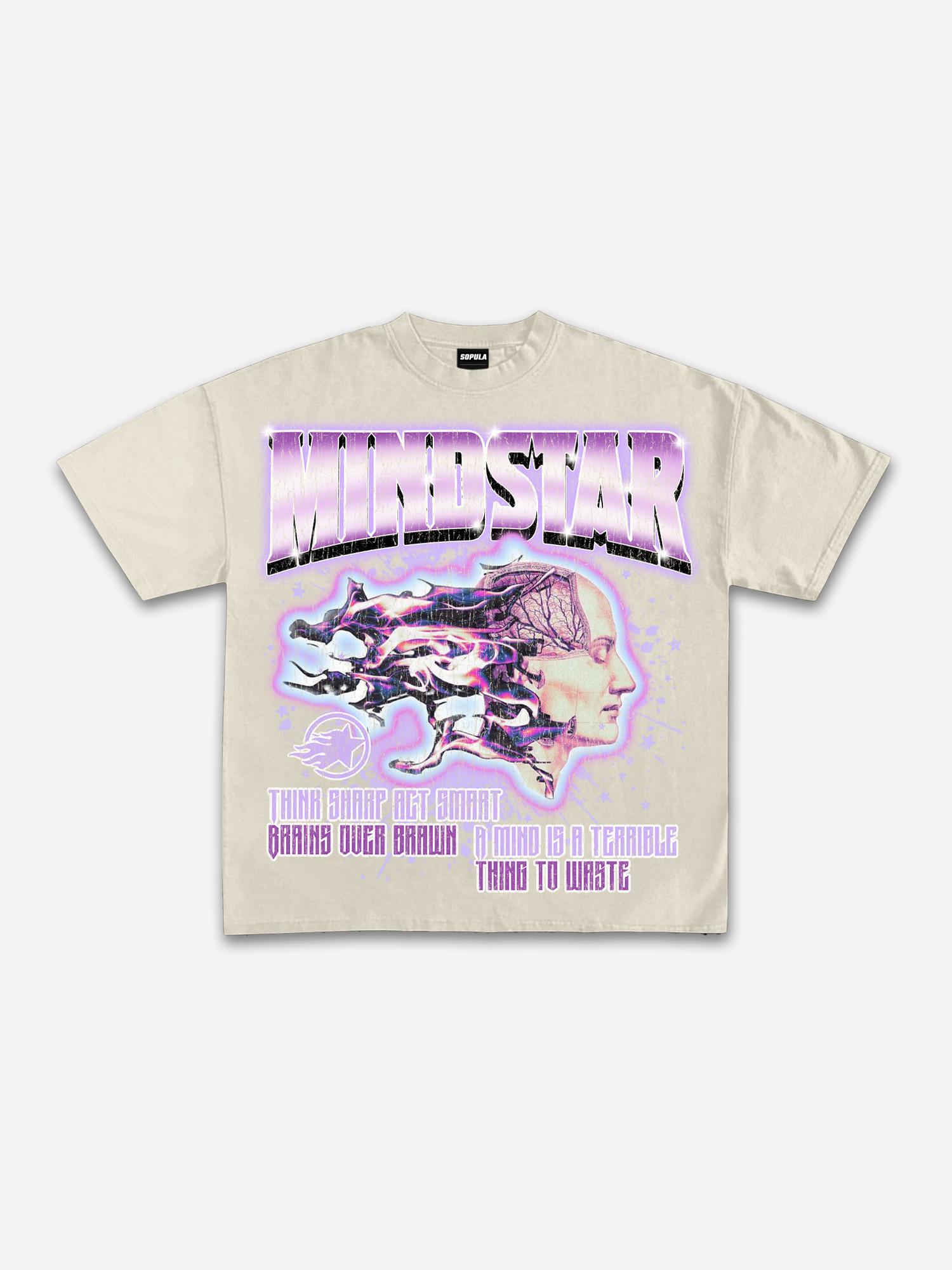 Mindstar-Burning Thinking-Retro Pattern Printing Cotton T-Shirt Product Image