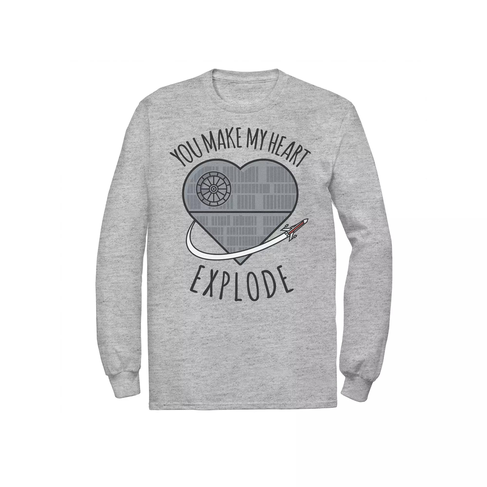 Men's Star Wars Valentine's Day "You Make My Heart Explode" Tee, Size: Medium, Athletic Grey Product Image