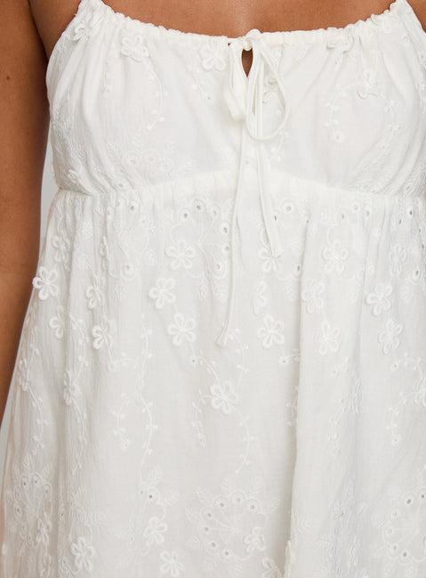 Daisy Chains Broderie Halter Mini Dress White Product Image