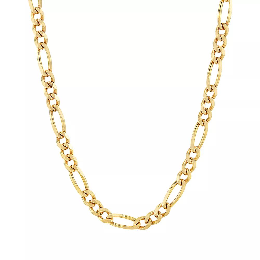 Everlasting Silver Gold Over Silver Solid Beveled Figaro Chain Necklace, Women's, Size: 18", Gold Tone Product Image