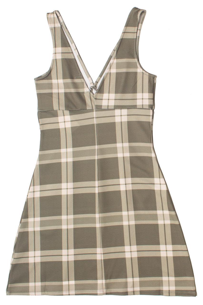 Plunge Neck Plaid Dress Product Image