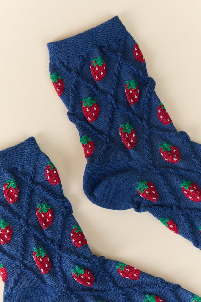 Navy Strawberry Socks FINAL SALE Product Image