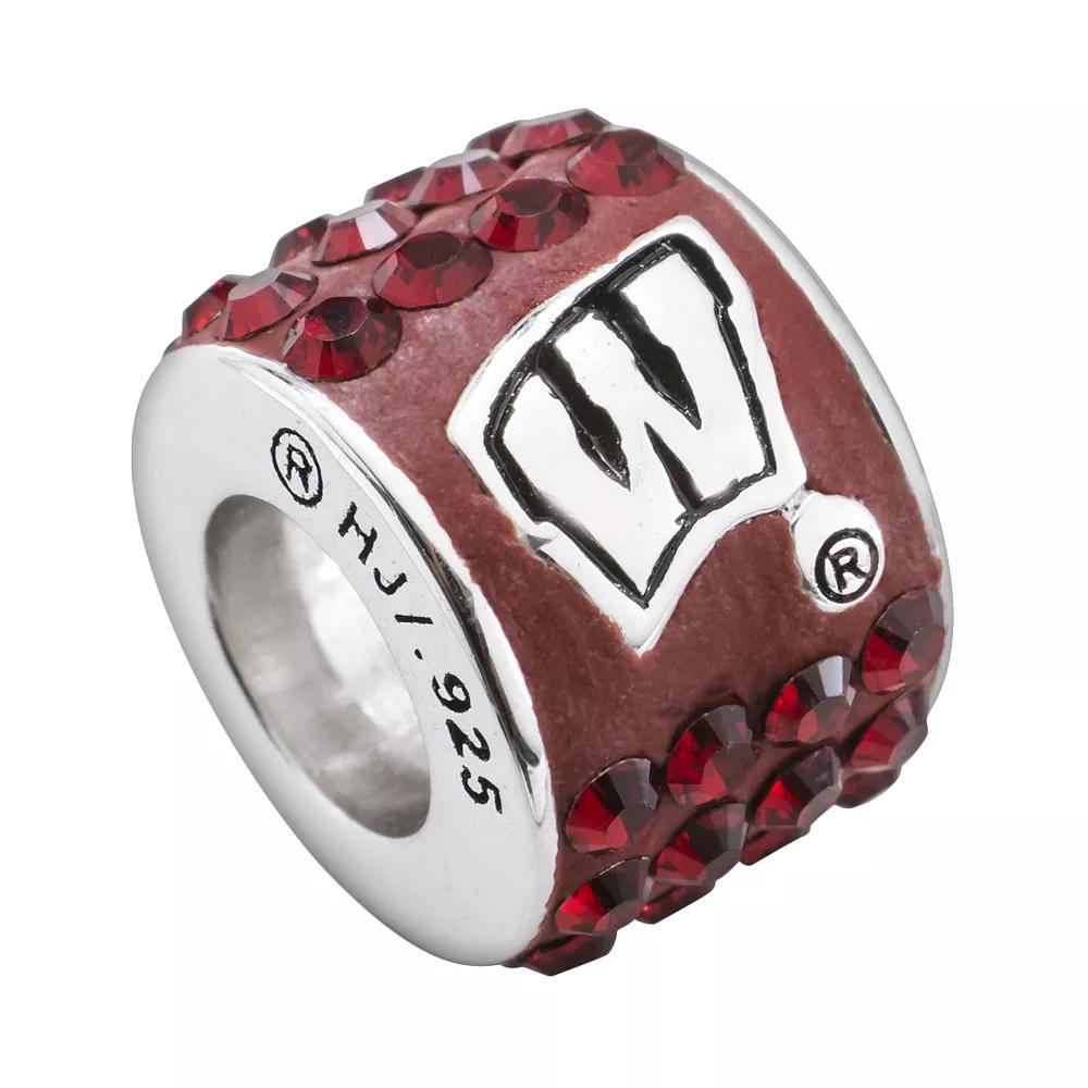 LogoArt Wisconsin Badgers Sterling Silver Crystal Logo Bead, Women's, Red Product Image