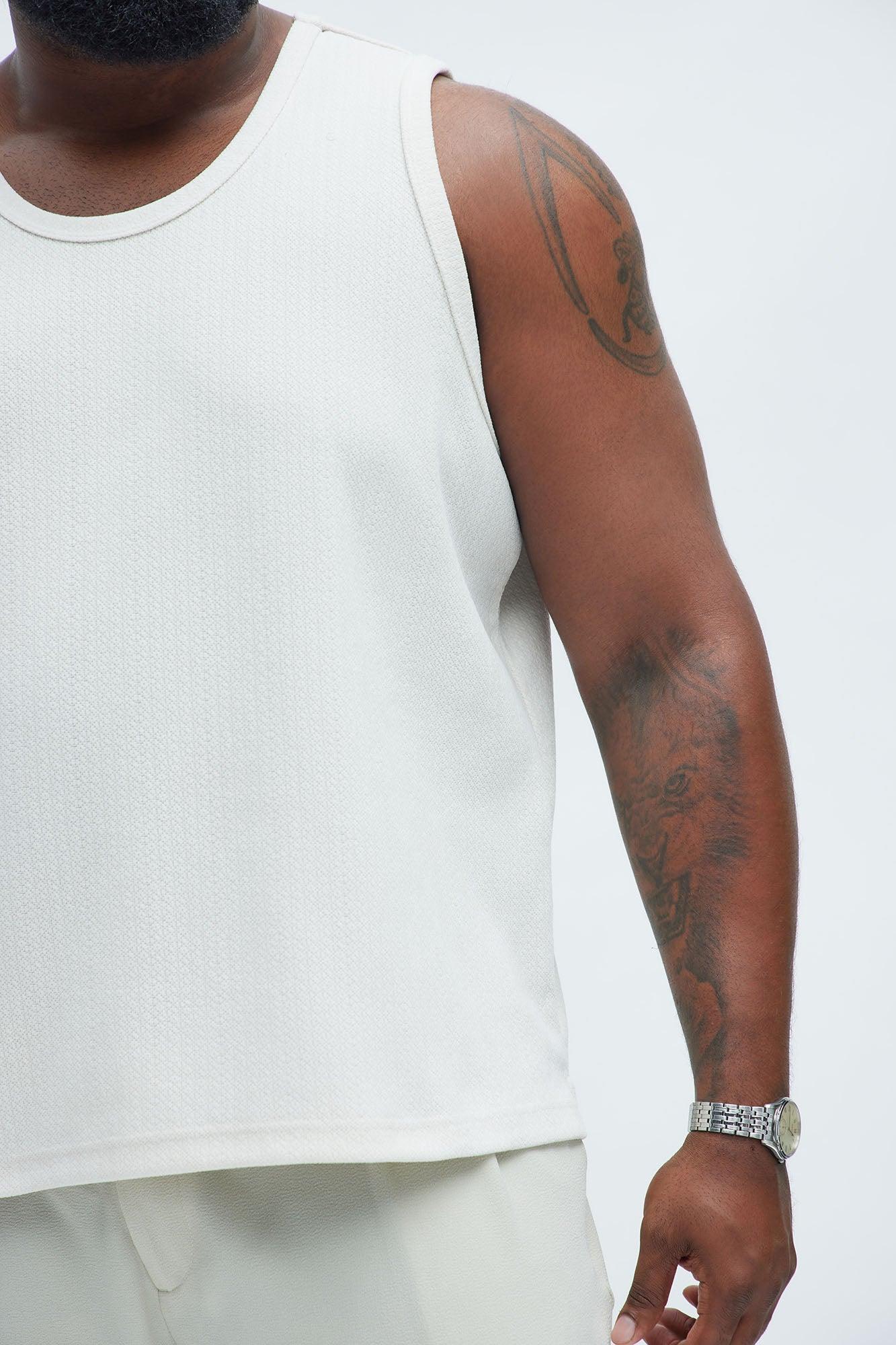 Dudley Textured Relaxed Tank - Off White Product Image