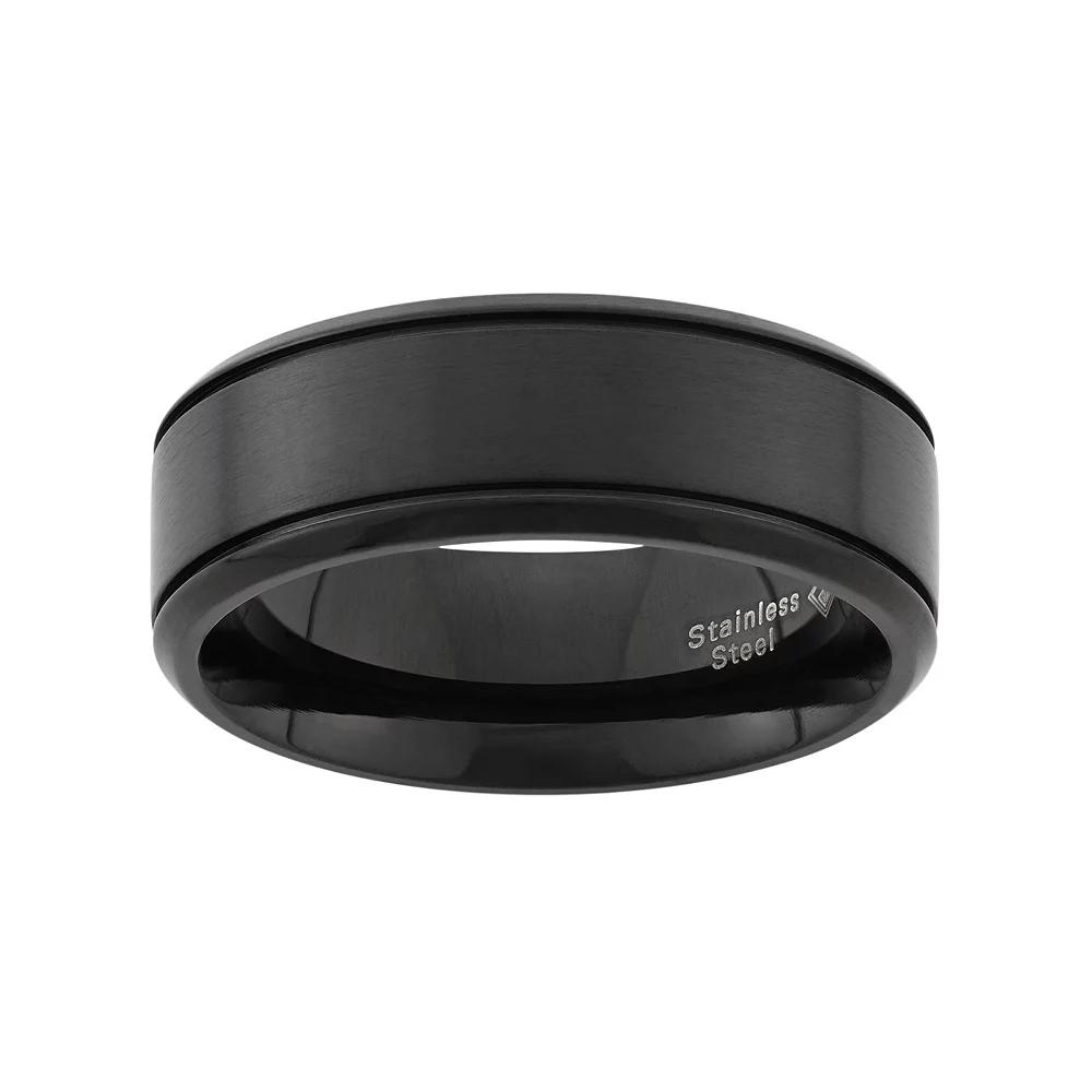 Steel Nation Black Ion-Plated Stainless Steel Wedding Band - Men, Men's,  Product Image