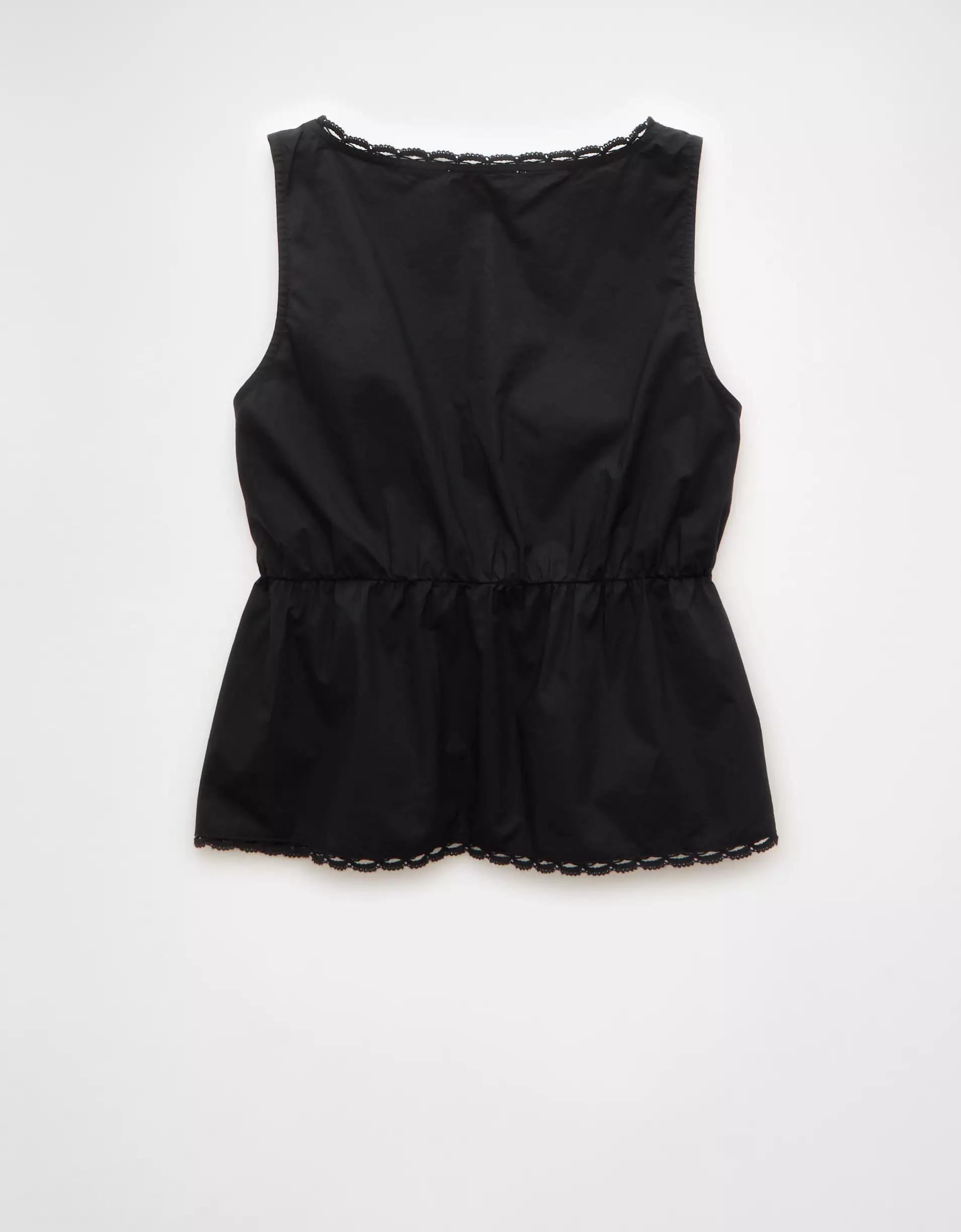 AE Tie Front Scoop Neck Flyaway Tank Top Product Image