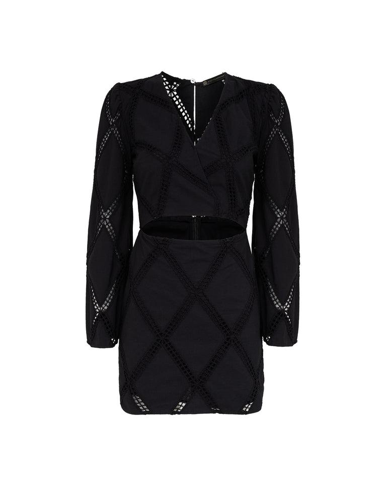 Eyelet Kaira Short Dress - Black Product Image