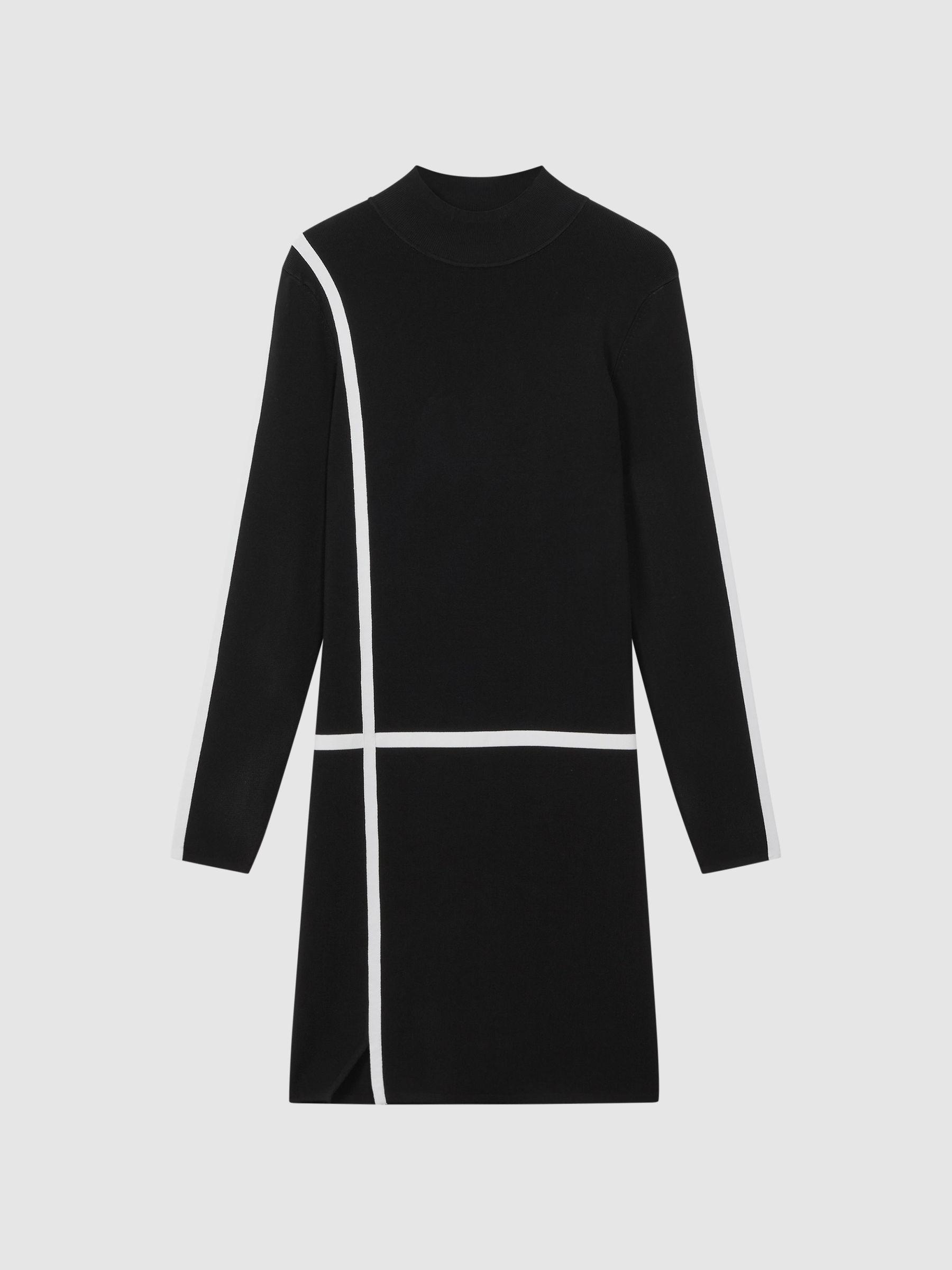 Knitted Bodycon Mini Dress in Black/Ivory Product Image