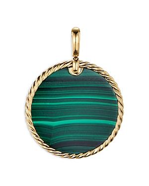 David Yurman 18K Yellow Gold Dy Elements Disc Pendant with Malachite Product Image