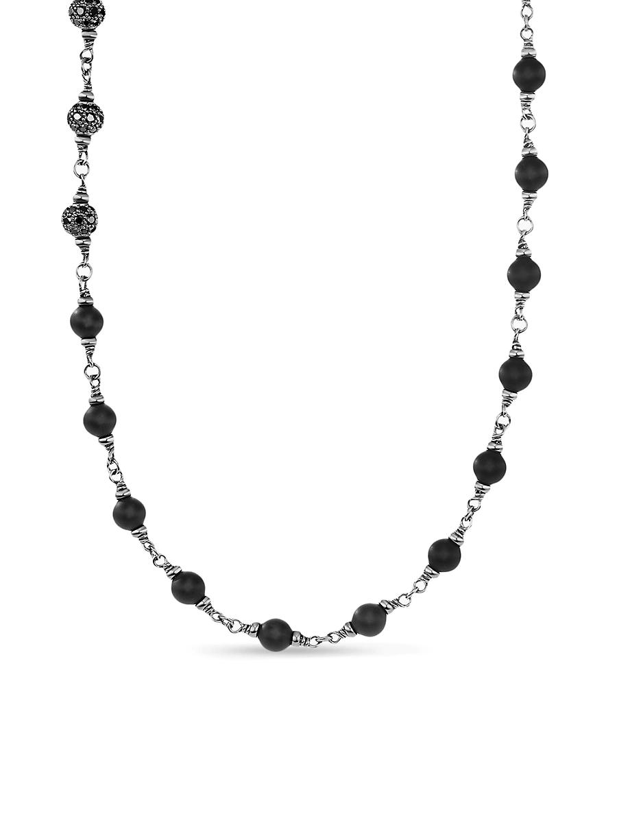 Mens Spiritual Beads Rosary Necklace in Sterling Silver Product Image
