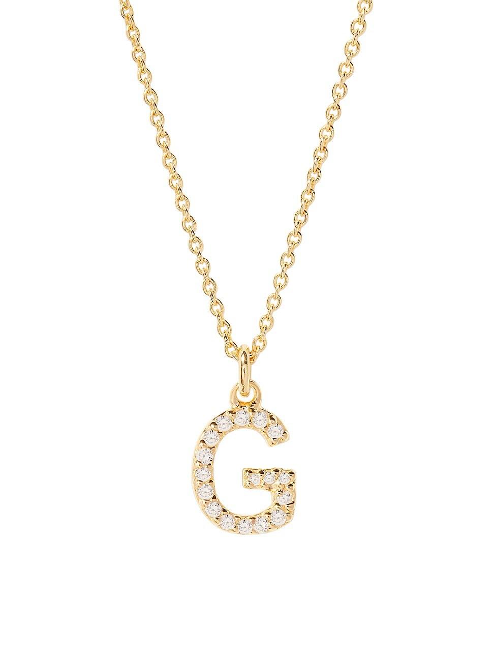 Womens Blaire 14K-Yellow-Gold Vermeil & 0.3-0.11 TCW Diamond Initial Pendant Necklace Product Image