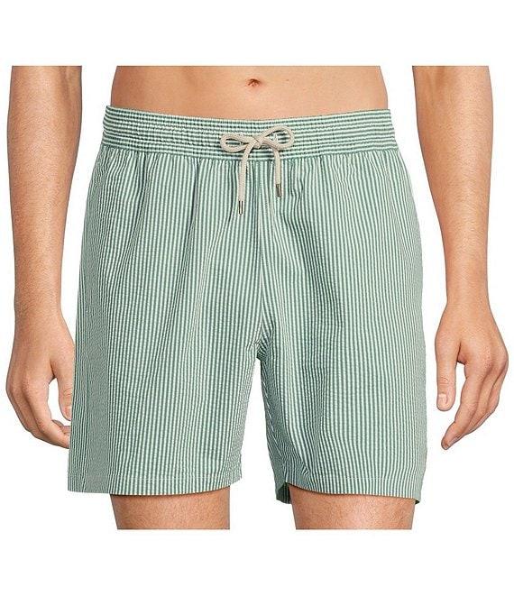 Polo Ralph Lauren Traveler Classic Bengal Stripe Printed Seersucker 5.75 Inseam Swim Trunks Product Image