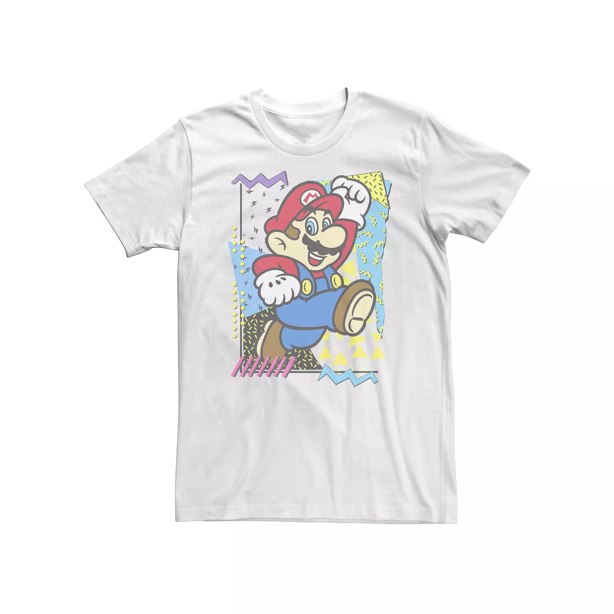 Big & Tall Nintendo Mario '90's Abstract Portrait Tee, Men's, Size: 3XL Tall, White Product Image