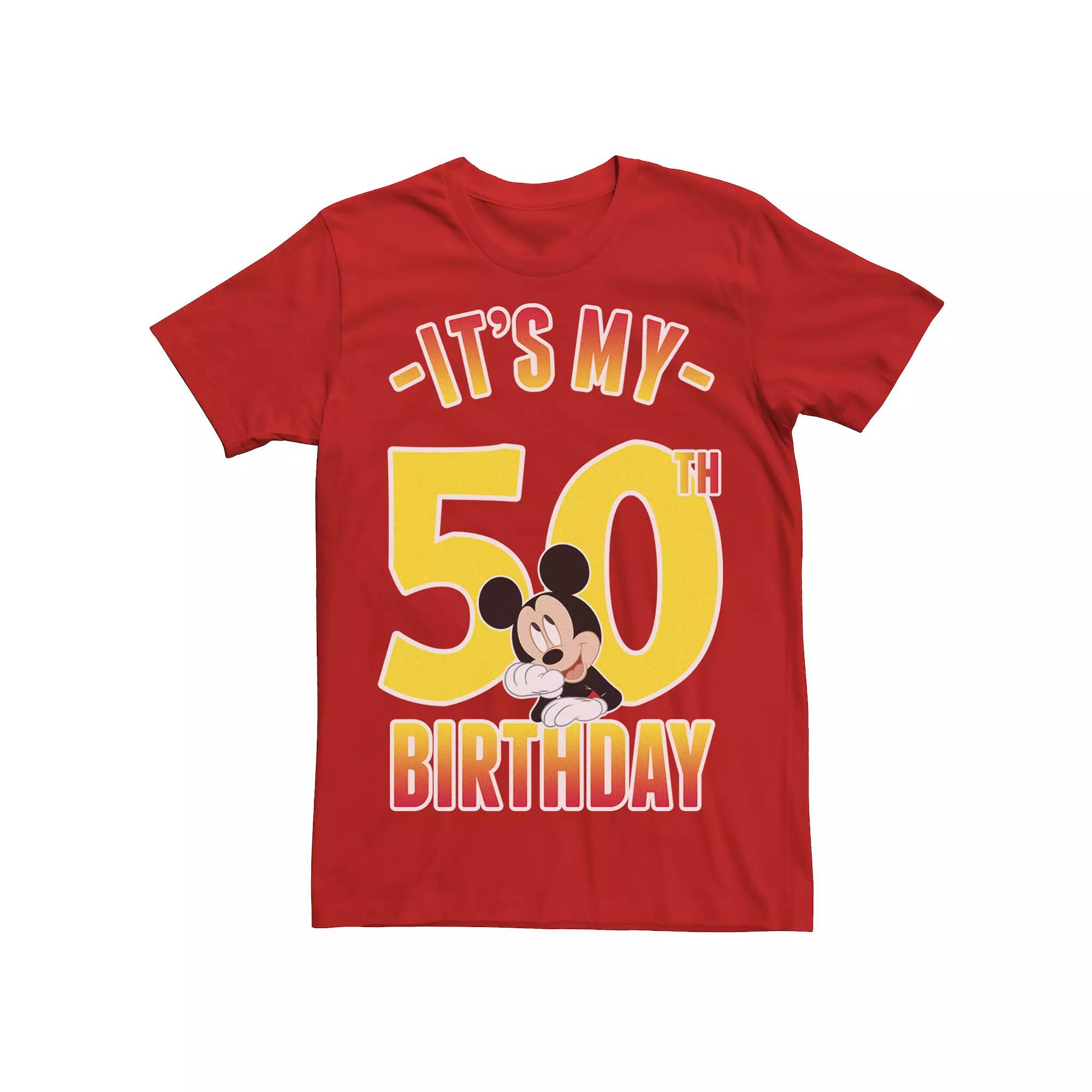 Disney's Mickey Mouse It's My 50th Birthday Men's Gradient Portrait Tee,  Product Image