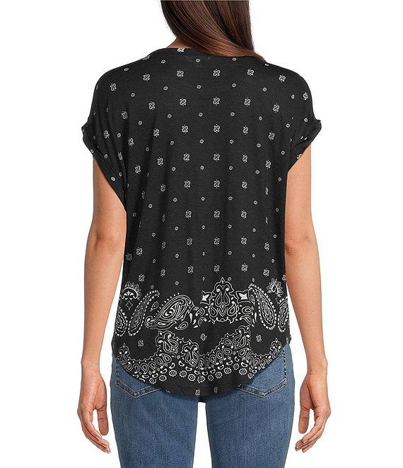 Lucky Brand Sandwash Printed Crew Neck Dolman Short Sleeve Tee Product Image