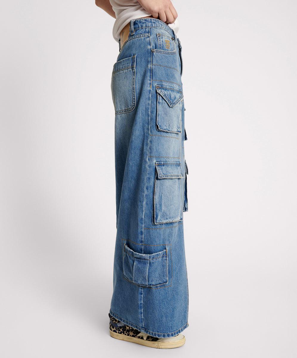 PACIFICA 90S CARGO POCKET COLUMN DENIM SKIRT Product Image