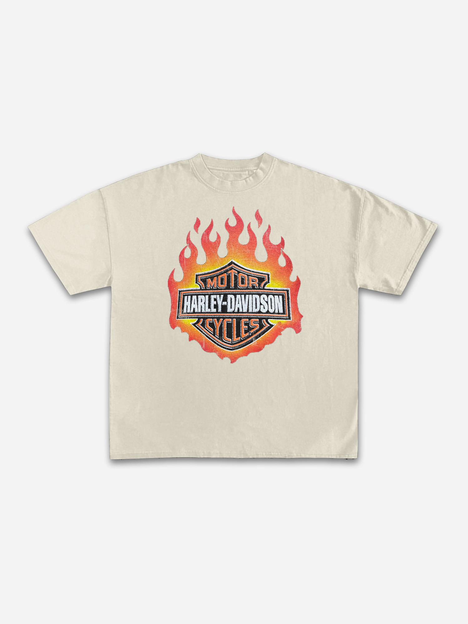 Sopula Vintage Flames Harley Davidson 90s Graphic Cotton T-shirt Product Image