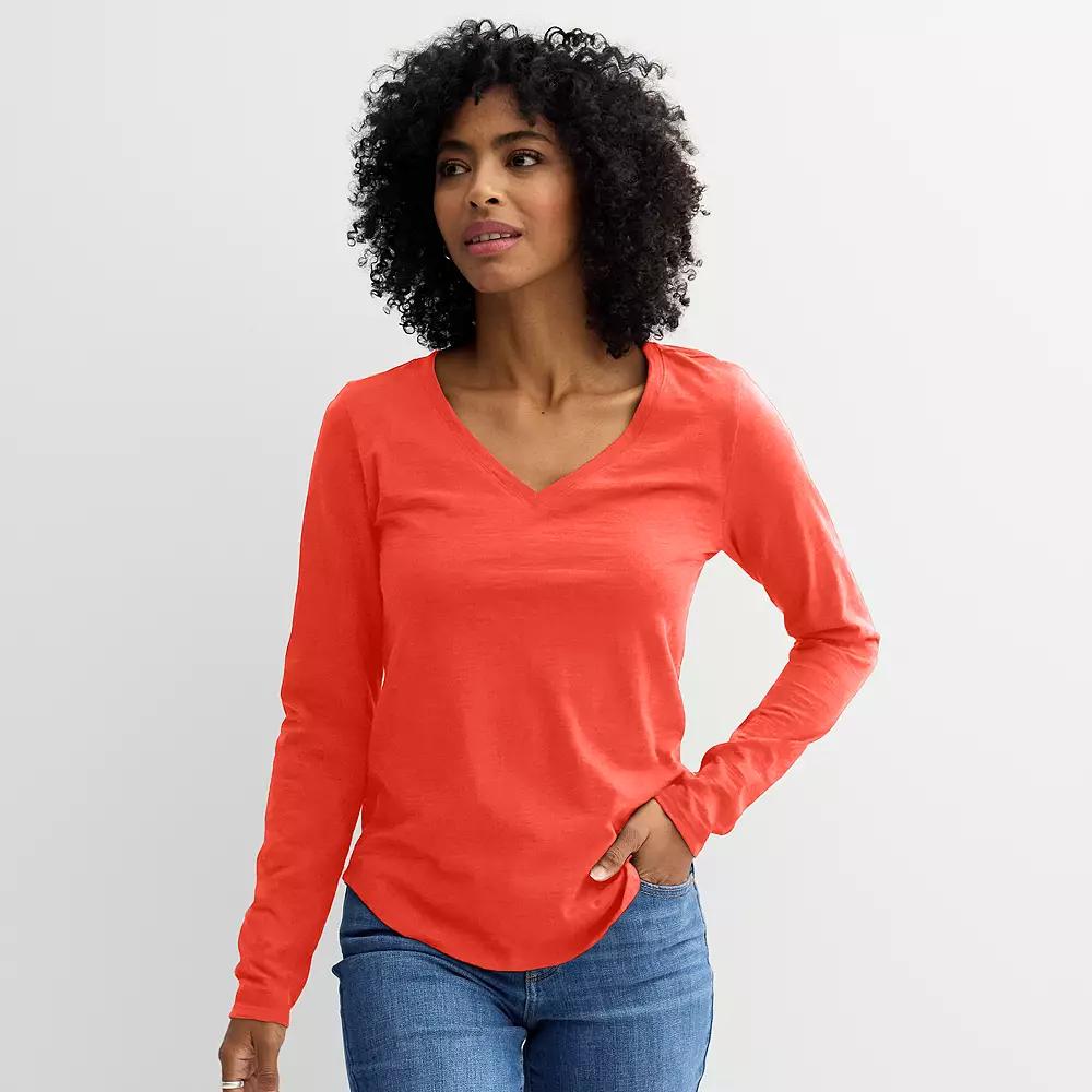 Women's Sonoma Goods For Life® Everyday Long Sleeve V-Neck T-Shirt,  Product Image