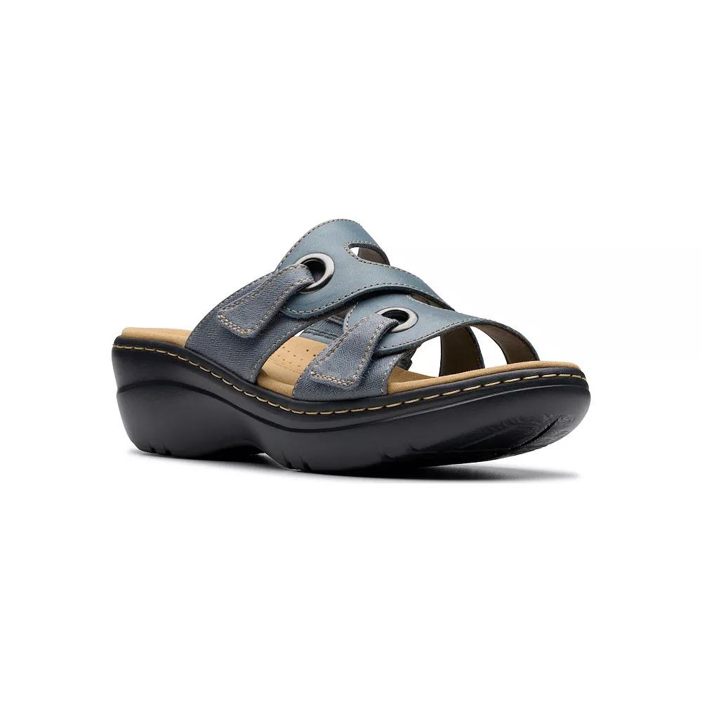 Clarks® Merliah2 Cove Women's Slide Platform Sandals, Size: 5, Blue Gray Leather Product Image