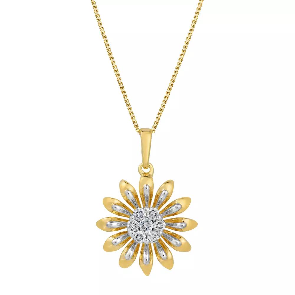 Gemminded 18k Gold Over Silver 1/6 Carat T.W. Diamond Daisy Pendant Necklace, Women's, Size: 18", Gold Tone Product Image
