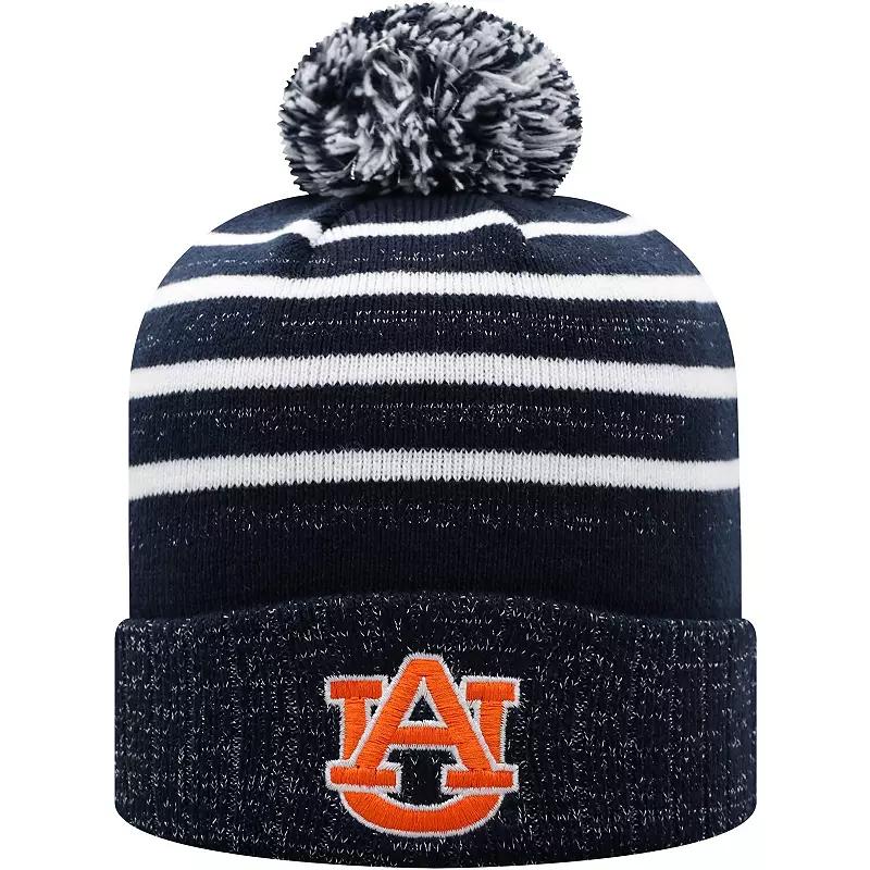 Womens Top of the World Auburn Tigers Shimmering Cuffed Knit Hat with Pom, Blue Product Image