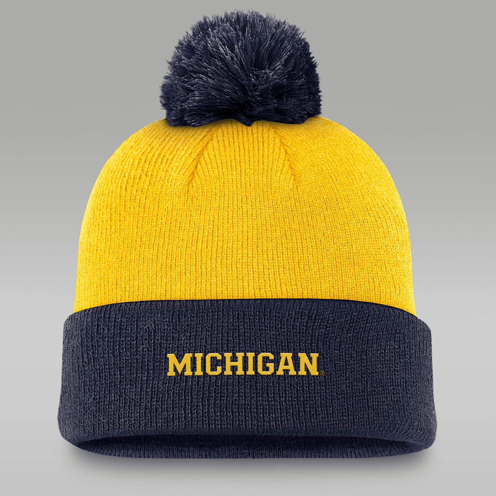 Michigan Peak Men's Jordan Brand College Cuffed Pom Beanie Product Image
