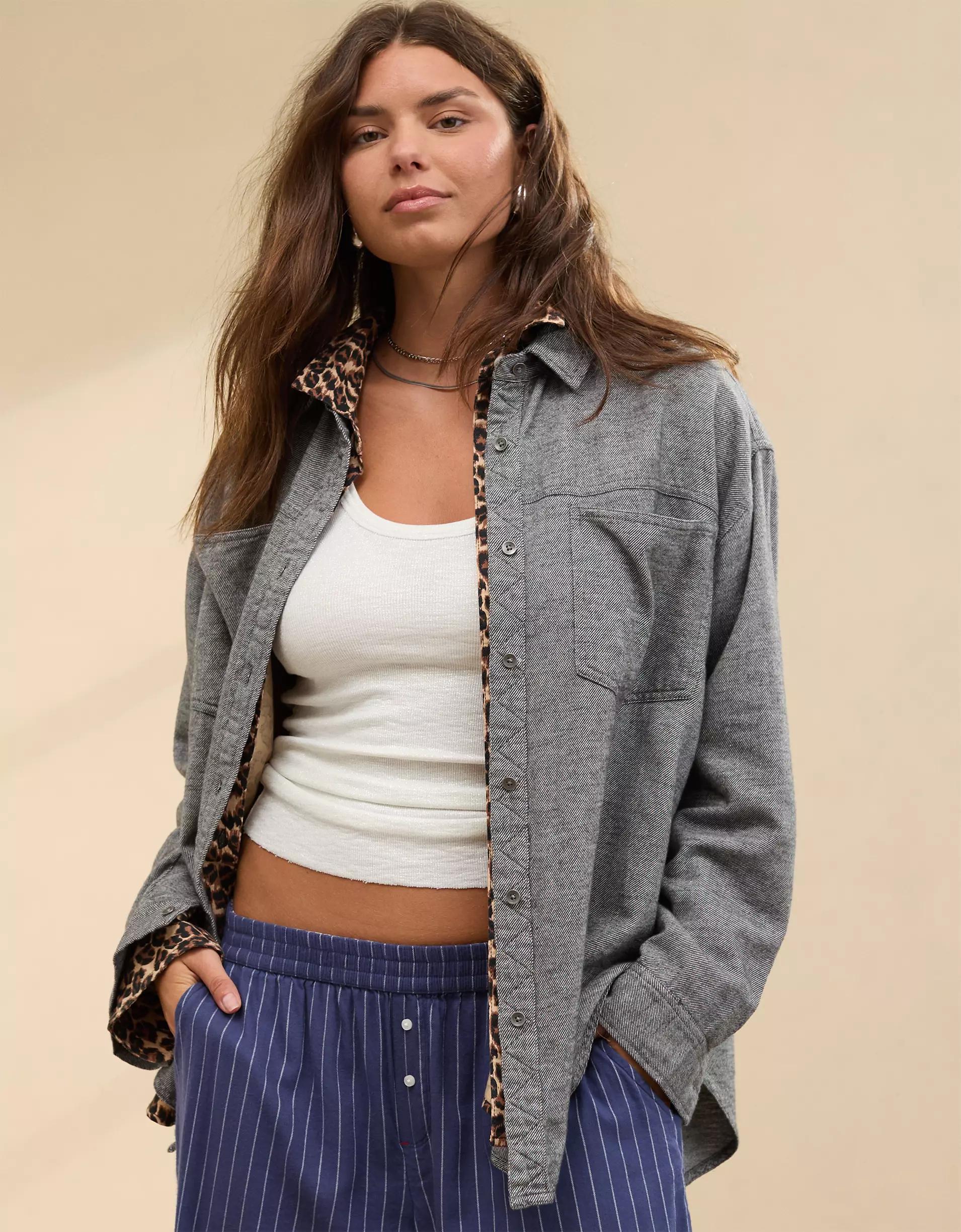 Aerie Anytime Fave Twill Shirt Product Image