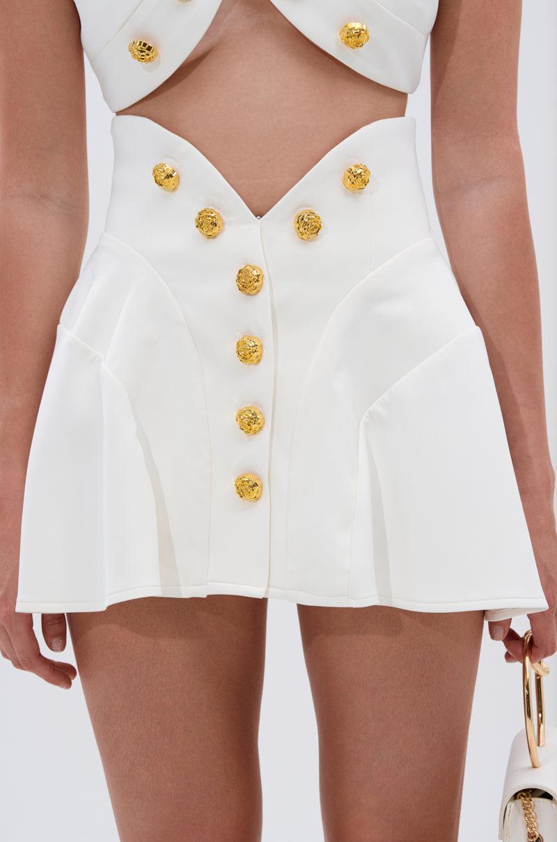 THINK ABOUT ME MINI SKIRT IN WHITE Product Image