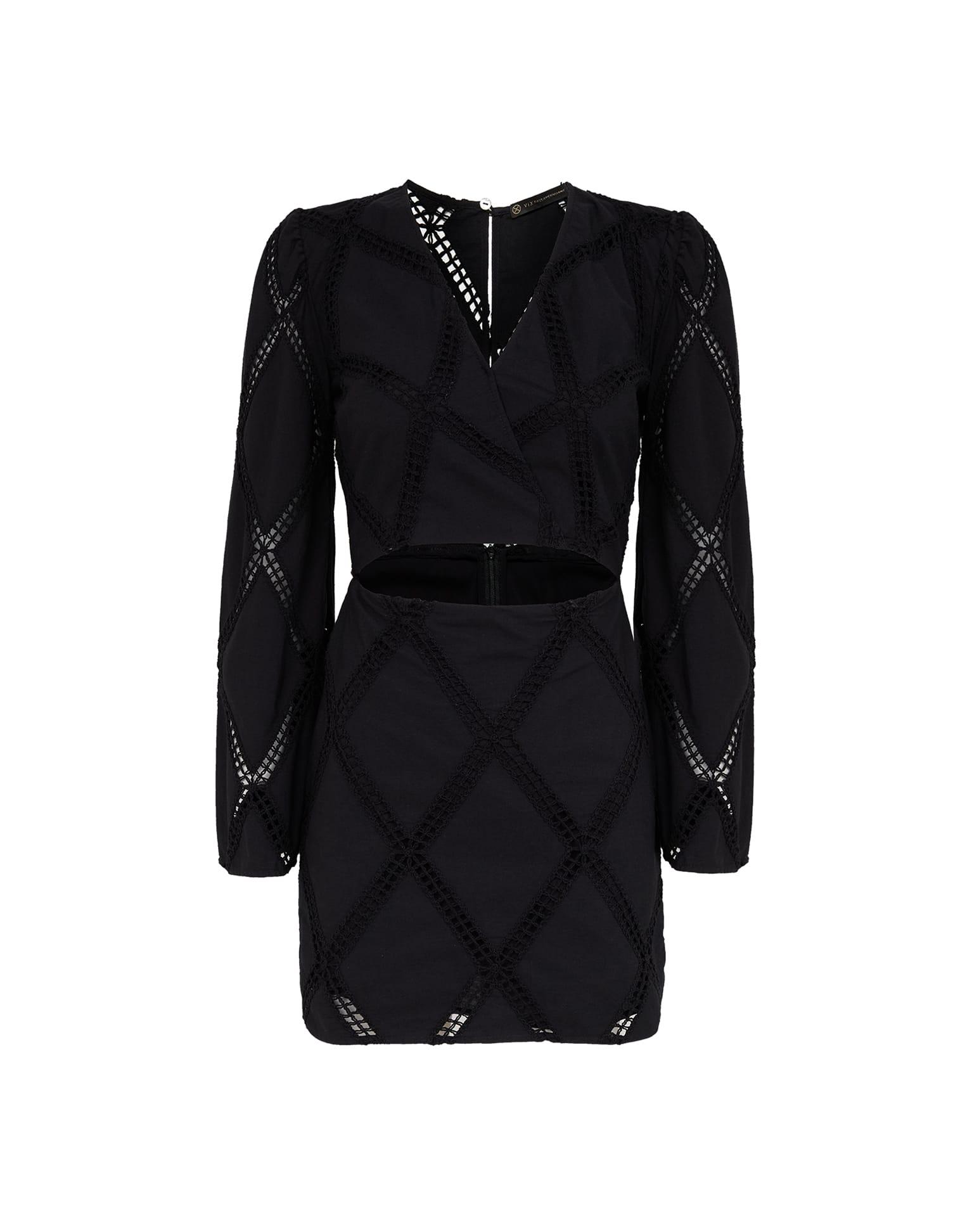 Eyelet Kaira Short Dress - Black Product Image