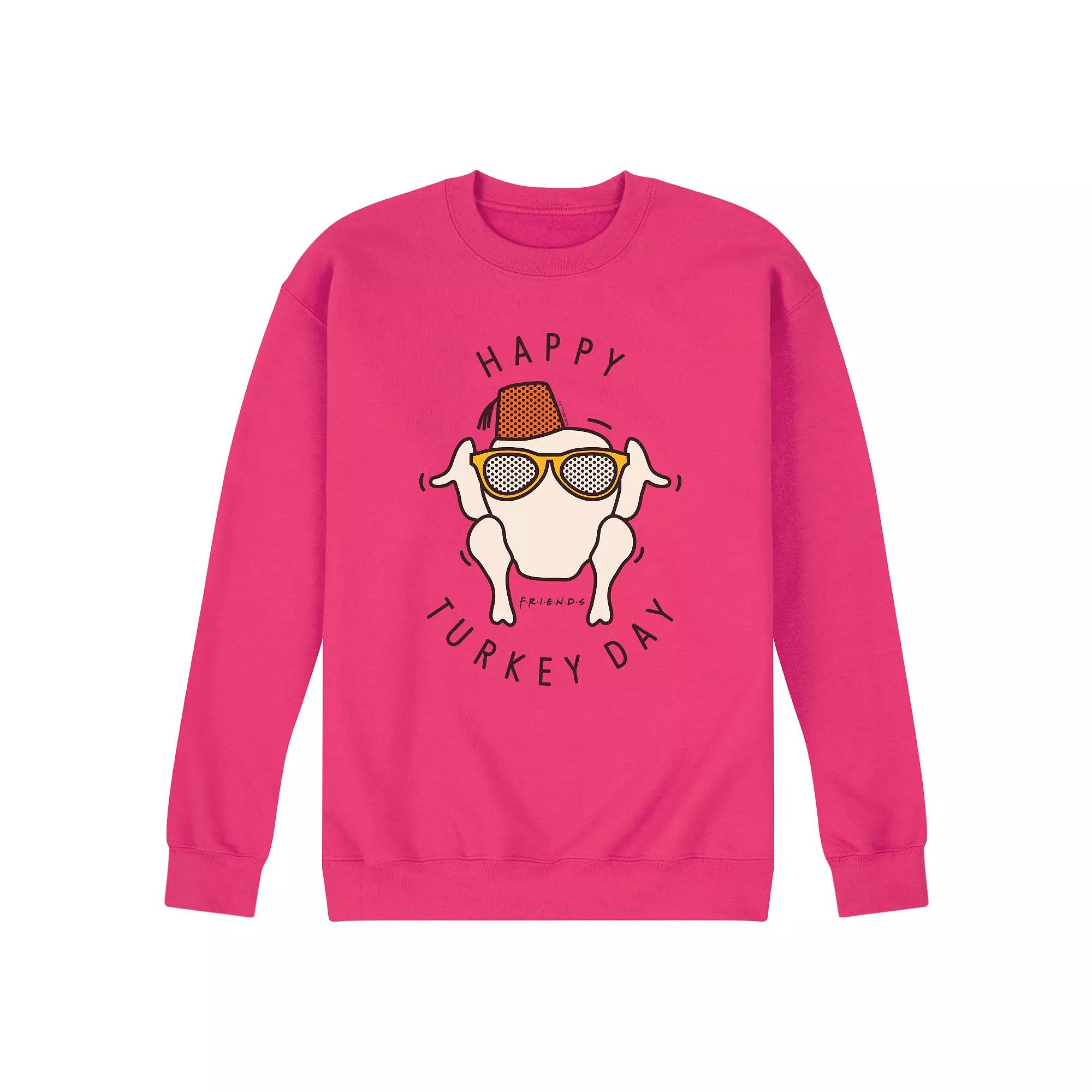 Men's Friends Happy Turkey Day Fleece Sweatshirt,  Product Image