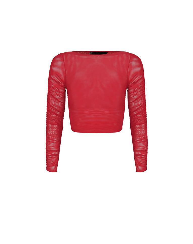 Mira Long Sleeve Top - Red Poppy Product Image