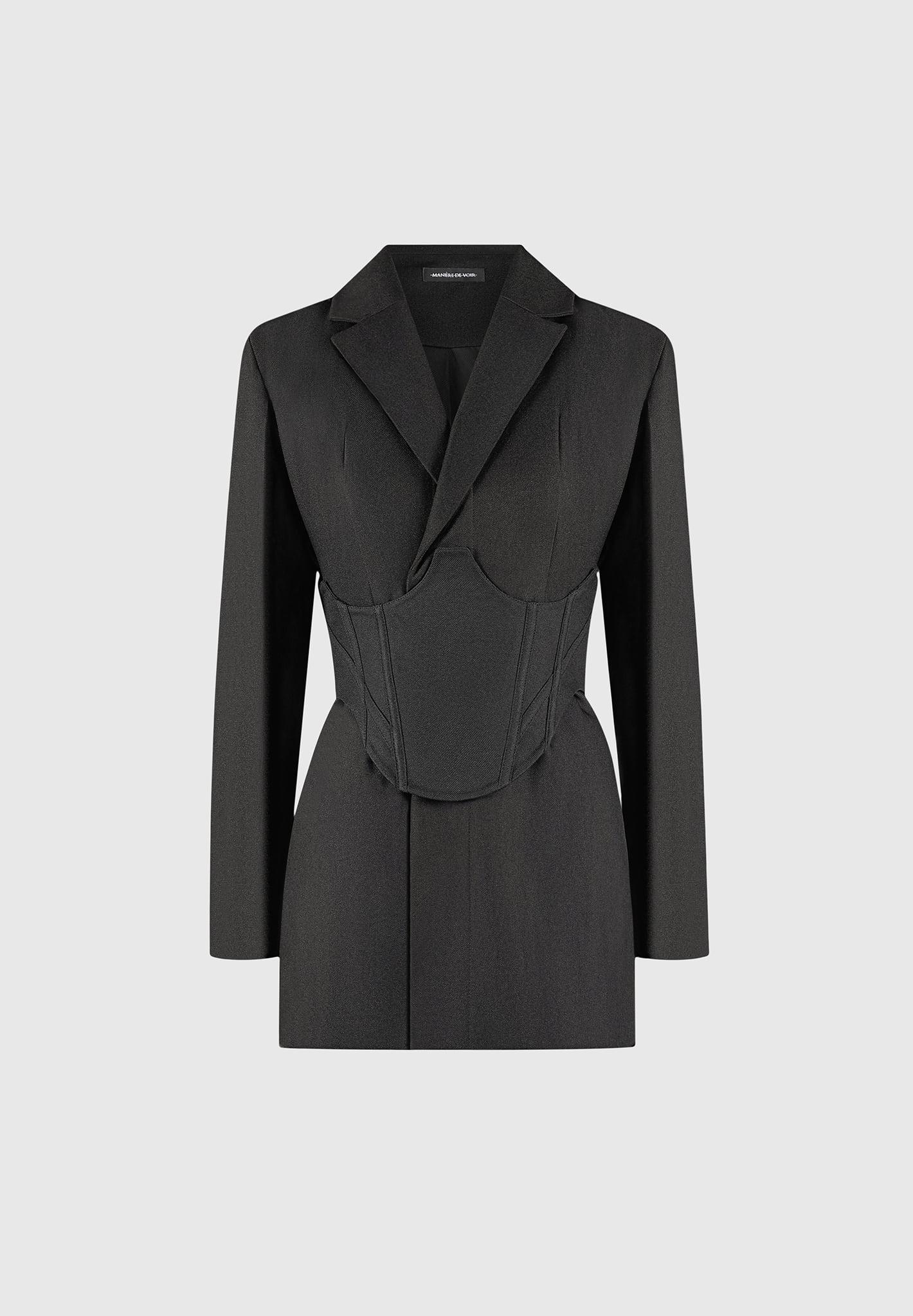 Tailored Blazer Dress with Reversible Corset - Black Female Product Image