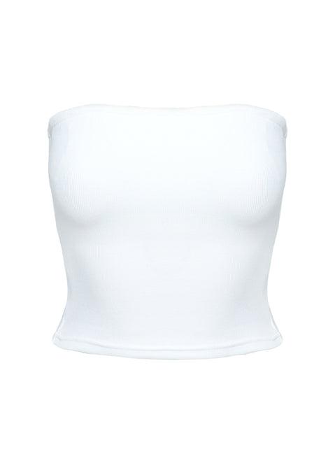 Baseline Strapless Rib Top White Product Image