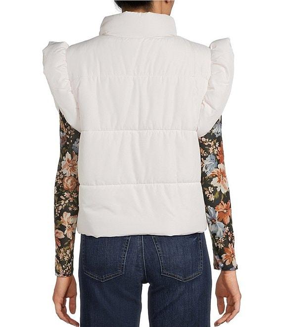 Blu Pepper Flutter Sleeve Bow Detail Zip-Up Puffer Vest Product Image