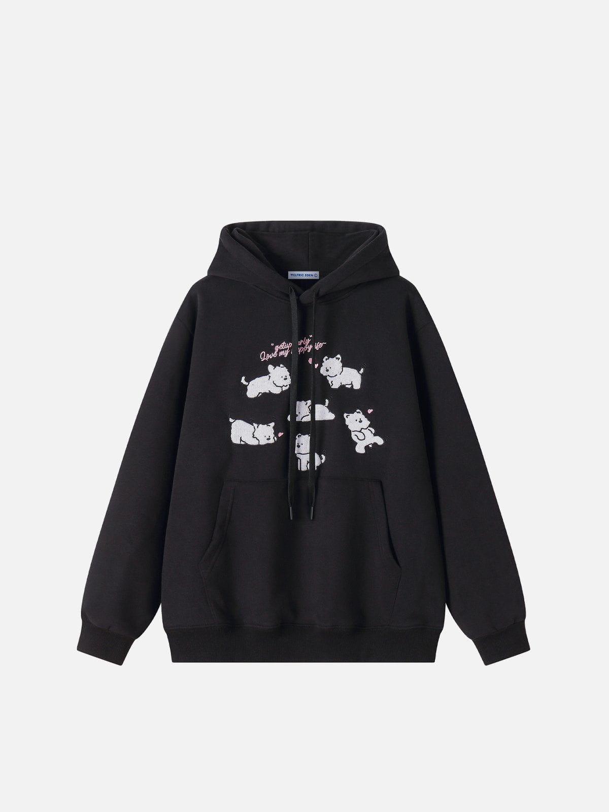 Aelfric Eden Embroidery Cartoon Dog Graphic Pullover Hoodie Product Image