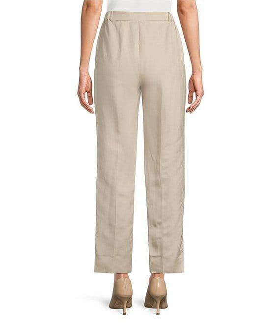 Kasper Linen Blend Fly Front Elastic Back Pants Product Image